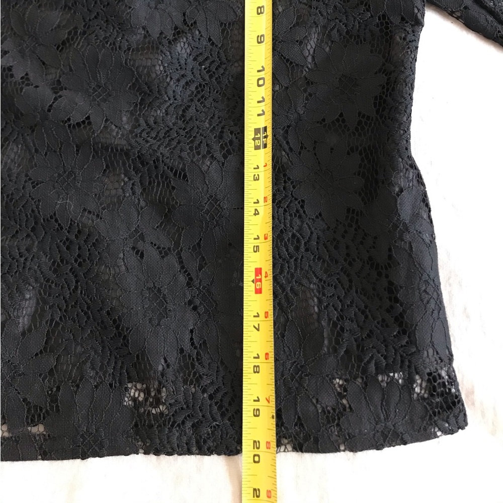 Beautiful Black Lace Top with Ruffle Sleeves By SHIRELY Size Medium - Picture 9 of 16